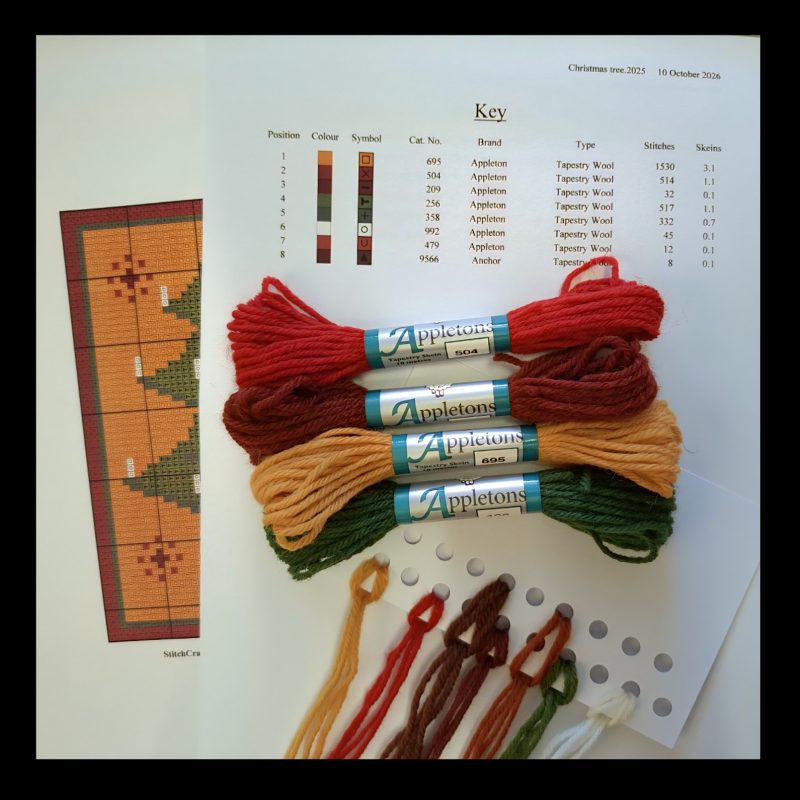 Christmas tree tapestry kit to sew in counted cross-stitch, Christmas craft to make and gift