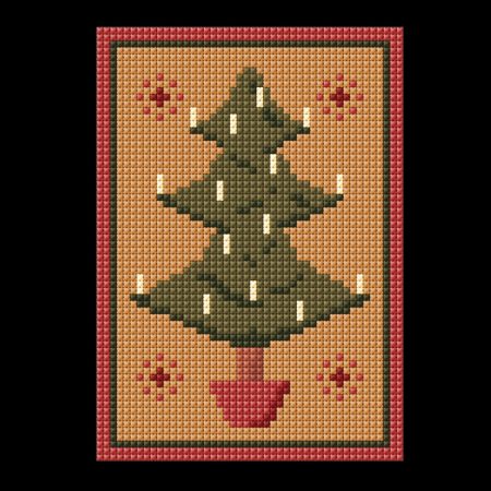 Christmas tree tapestry kit to sew in counted cross-stitch, Christmas craft to make and gift