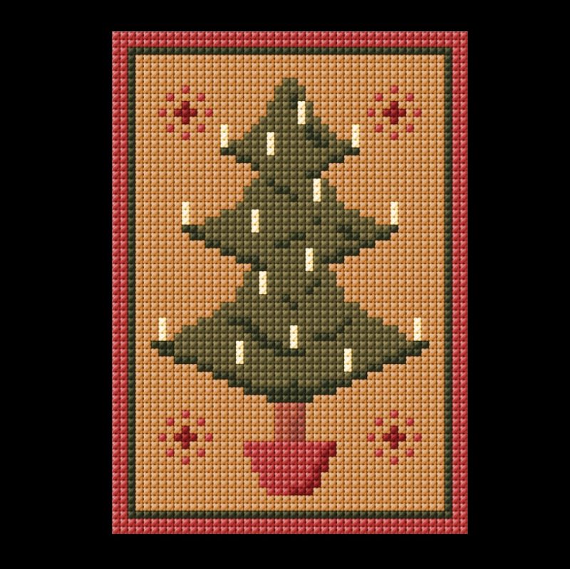 Christmas tree tapestry kit to sew in counted cross-stitch, Christmas craft to make and gift