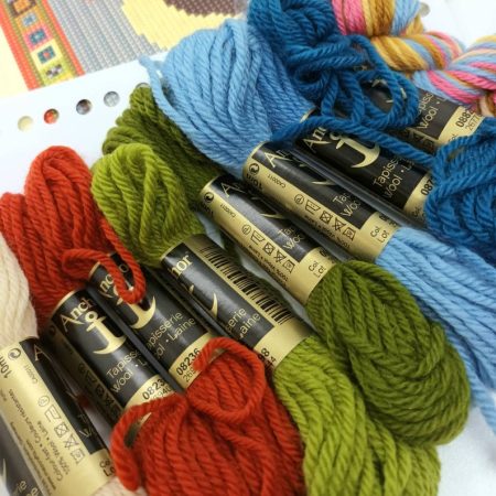Chinese Lion tapestry kit to stitch in easy counted cross-stitch.