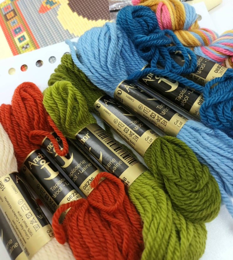 Chinese Lion tapestry kit to stitch in easy counted cross-stitch.