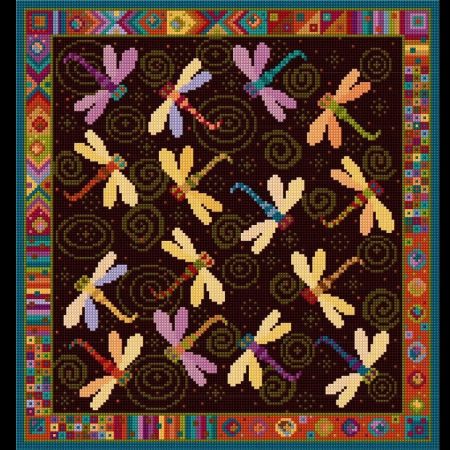 Dragonfly Dance tapestry picture, cushion or wall-hanging kit