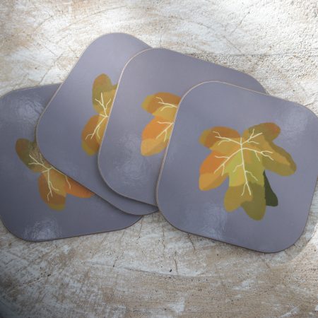 Set of four autumn leaf coasters