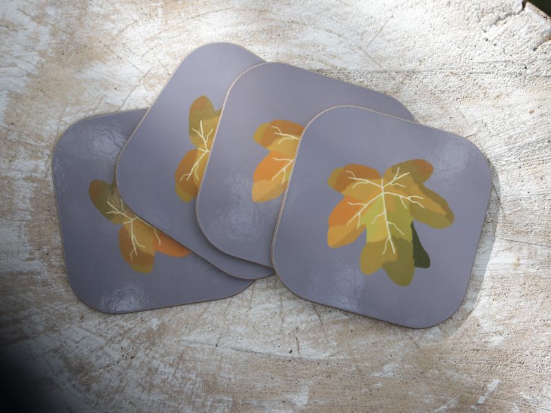 Set of four autumn leaf coasters