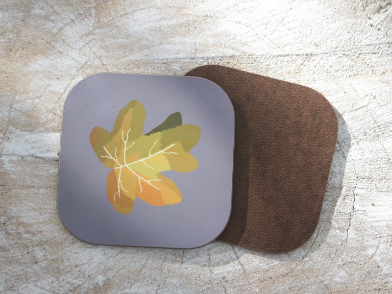 Set of four autumn leaf coasters