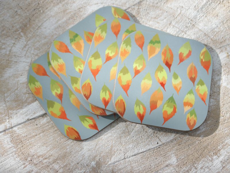 Set of four leaf coasters