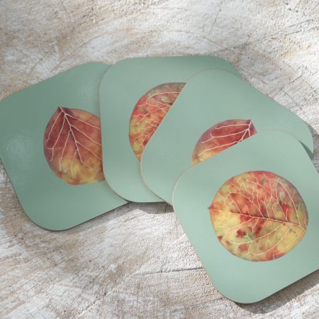 Set of four Cotoneaster leaf coasters