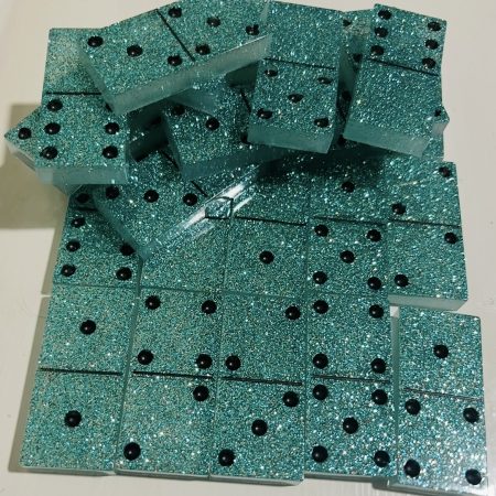 Resin, glittered domino set