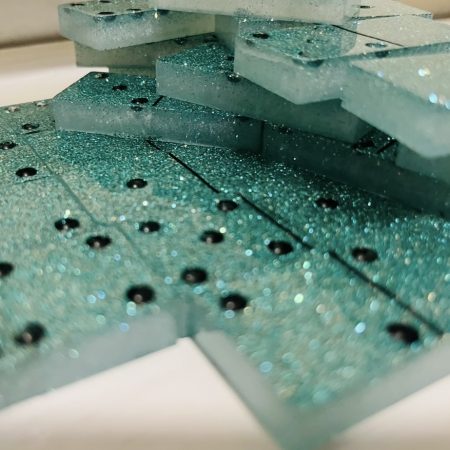 Resin, glittered domino set