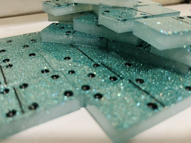 Resin, glittered domino set