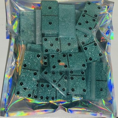 Resin, glittered domino set