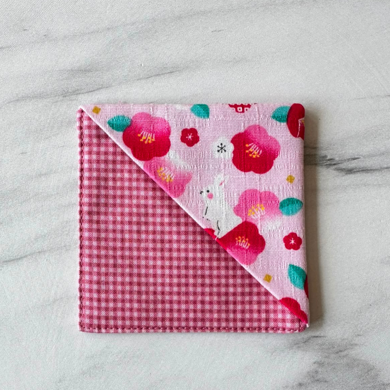 Fabric Pen Holder and Corner Bookmarks, Japanese Rabbit Print, Origami Page Marker, Books Lover Gift