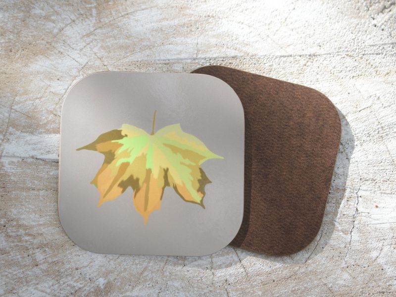 Set of four Sycamore leaf coasters