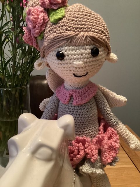 Anna The Flower Fairy, hand made crochet doll
