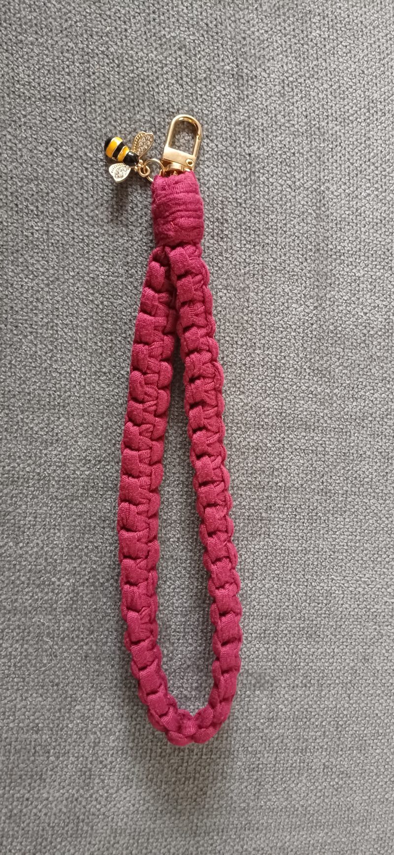Burgandy Wristlet Key Holder with Bee Charm