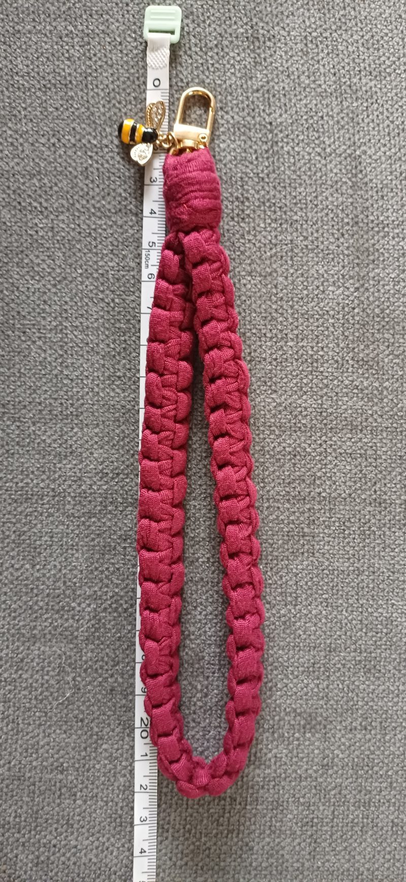 Burgandy Wristlet Key Holder with Bee Charm