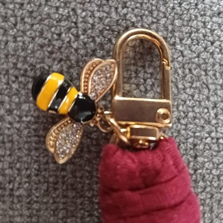 Burgandy Wristlet Key Holder with Bee Charm