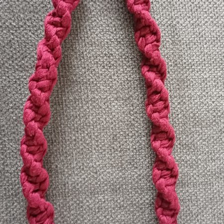 Handmade Macrame Twist Wristlet Keyring – Burgandy with Heart Lobster Clasp