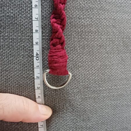 Handmade Macrame Twist Wristlet Keyring – Burgandy with Heart Lobster Clasp and D Ring