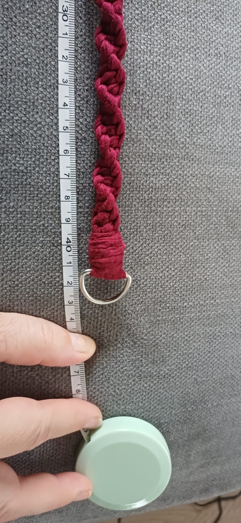 Handmade Macrame Twist Wristlet Keyring – Burgandy with Heart Lobster Clasp and D Ring
