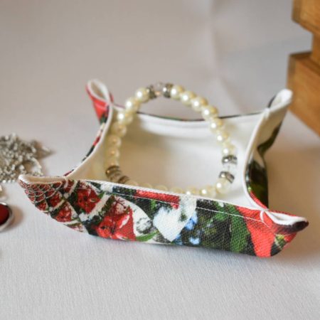 Zara Handmade Trinket Tray, Fabric Accessory Storage Holder