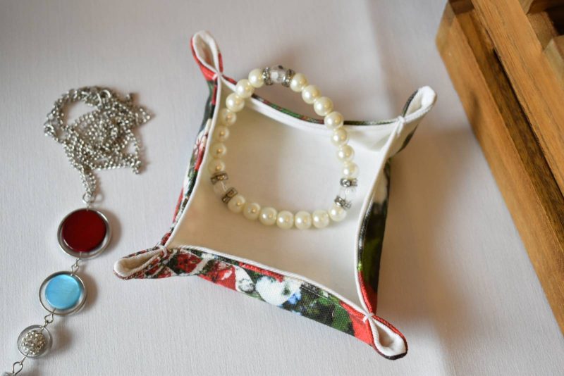 Zara Handmade Trinket Tray, Fabric Accessory Storage Holder