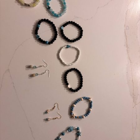 Black & Turquoise Lava Bead Cross Bracelet