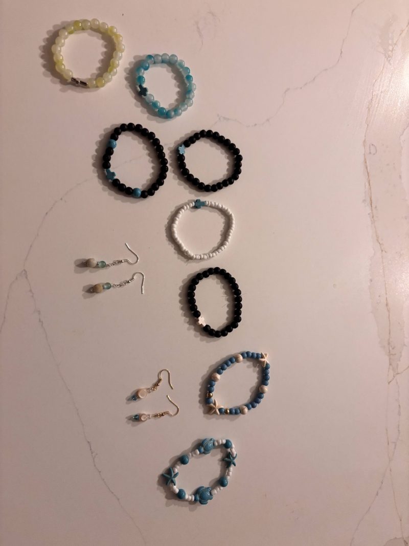 Black & Turquoise Lava Bead Cross Bracelet