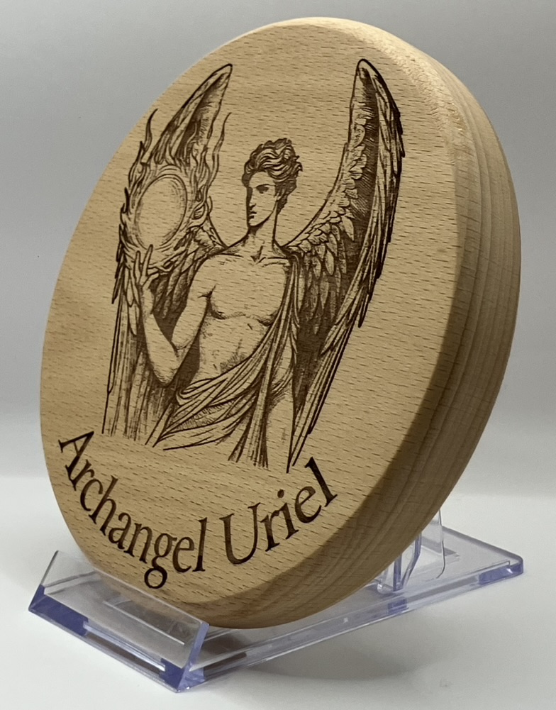 Engraved Archangel Uriel (with title) Beech, Wall Hanging