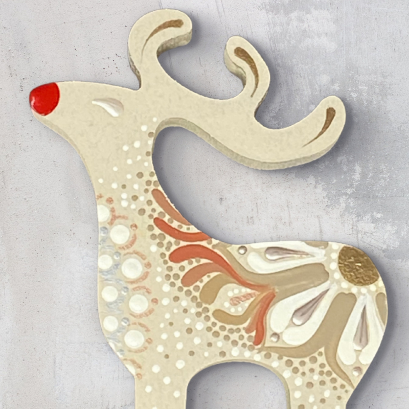 Close up detail of Mandala Reindeer Keepsake christmas decoration