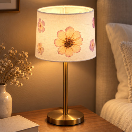Real Pressed Flower Lampshade, Handmade Botanical Table Lamp Shade, Floral Bedroom Décor, One of a Kind Gift