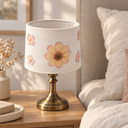 Real Pressed Flower Lampshade, Handmade Botanical Table Lamp Shade, Floral Bedroom Décor, One of a Kind Gift