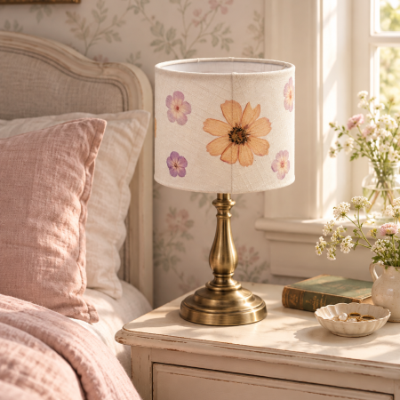 Real Pressed Flower Lampshade, Handmade Botanical Table Lamp Shade, Floral Bedroom Décor, One of a Kind Gift