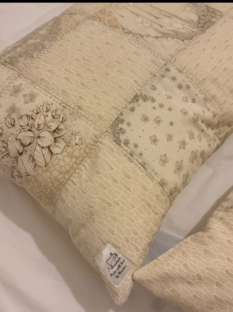 Set of Handmade Quilted Patchwork Cushion Covers –Boho/ Vintage Beige