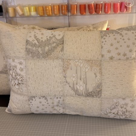 Set of Handmade Quilted Patchwork Cushion Covers –Boho/ Vintage Beige