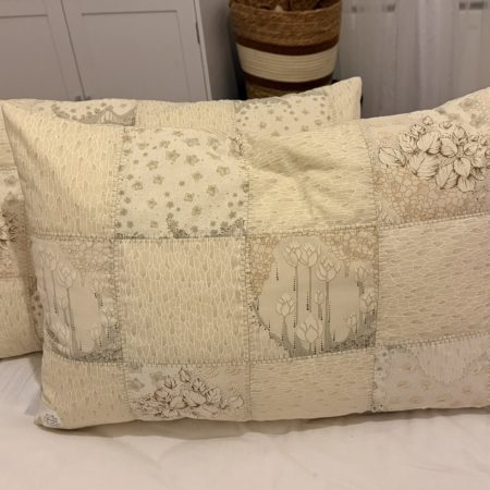 Set of Handmade Quilted Patchwork Cushion Covers –Boho/ Vintage Beige