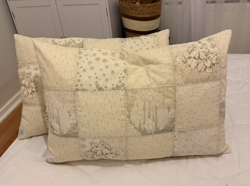 Set of Handmade Quilted Patchwork Cushion Covers –Boho/ Vintage Beige