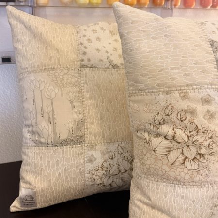 Set of Handmade Quilted Patchwork Cushion Covers –Boho/ Vintage Beige