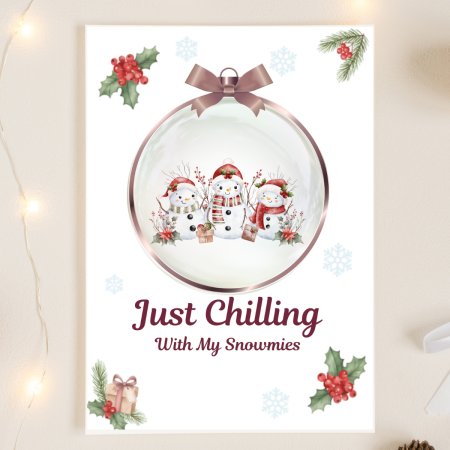 Snowman Bauble Christmas Card with Personalisation