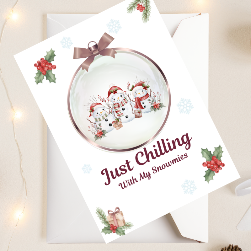 Snowman Bauble Christmas Card with Personalisation