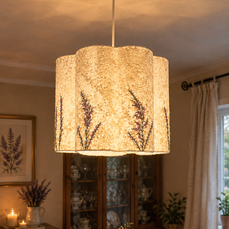 Handmade Botanical Lampshade, Real Dried Flowers, Mulberry Paper Ceiling Light