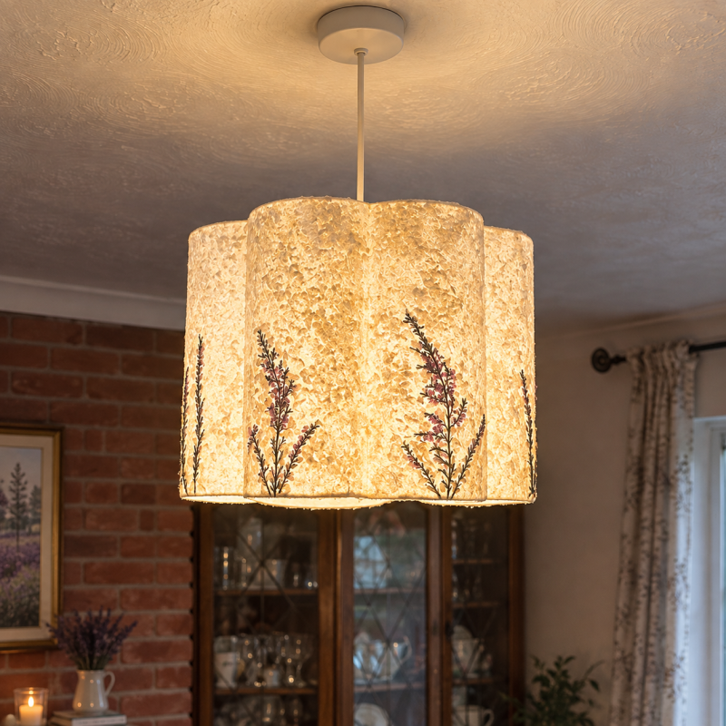 Handmade Botanical Lampshade, Real Dried Flowers, Mulberry Paper Ceiling Light