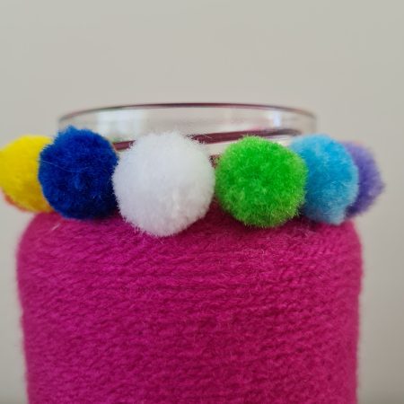 Handmade Upcycled Bright Pink Yarn Wrapped Jar/Multi-Use Holder