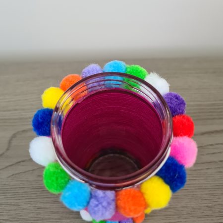 Handmade Upcycled Bright Pink Yarn Wrapped Jar/Multi-Use Holder