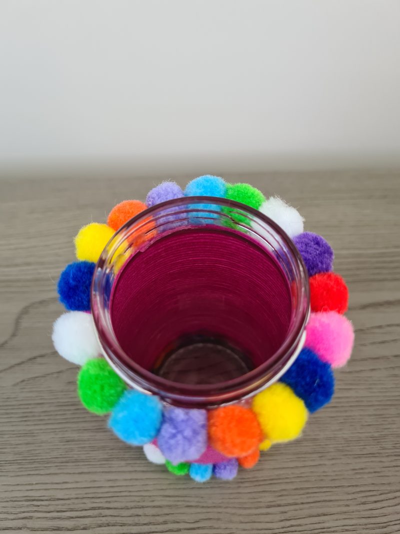 Handmade Upcycled Bright Pink Yarn Wrapped Jar/Multi-Use Holder