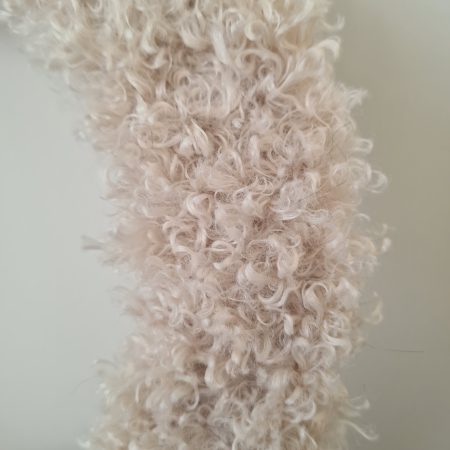 Handmade Beige Teddy Yarn Wreath 26cm Wooden Heart Decor & Hessian Bow