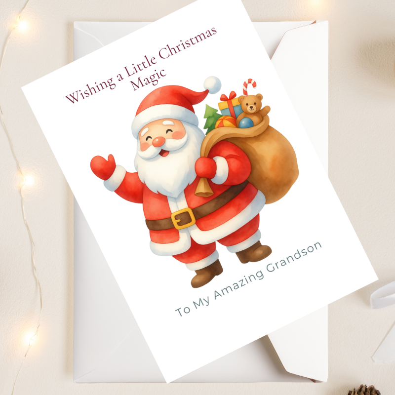 Jolly Santa Christmas Card with Personalisation