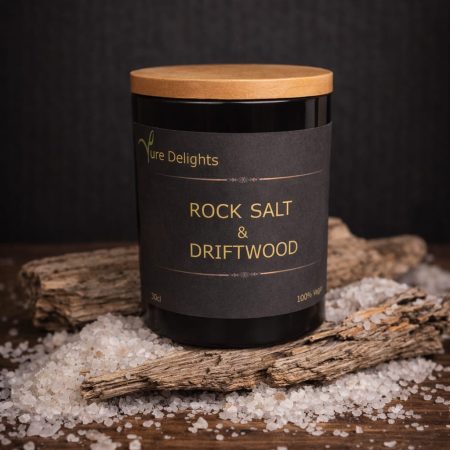 Rock salt and Sandalwood soy wax candle - small or large
