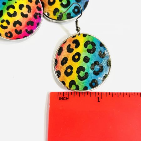 Rainbow Leopard Print Earrings, Handmade Recycled Coffee Pod Jewellery