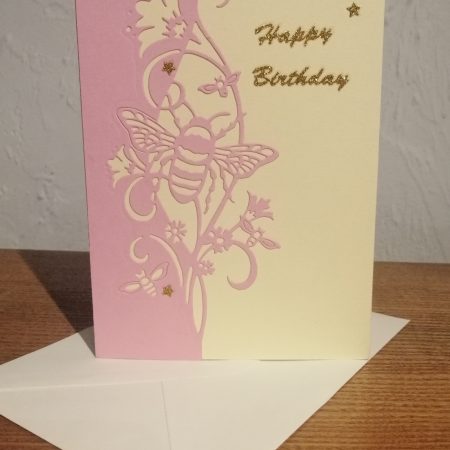 Bee themed Birthday Card in Yellow and Pink card